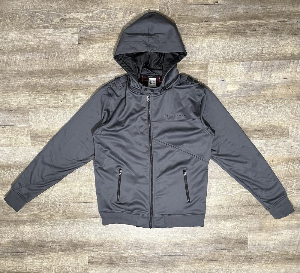Y2K Billabong Full Zip Hoodie Gray XL Fleece lined Surf READ